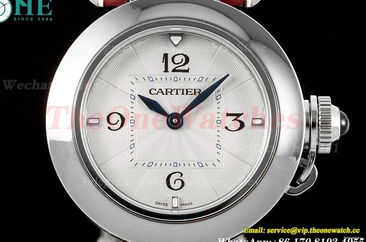 Pasha De 30mm Ladies Cartier Dial White Quartz SS LE Red AF 1203